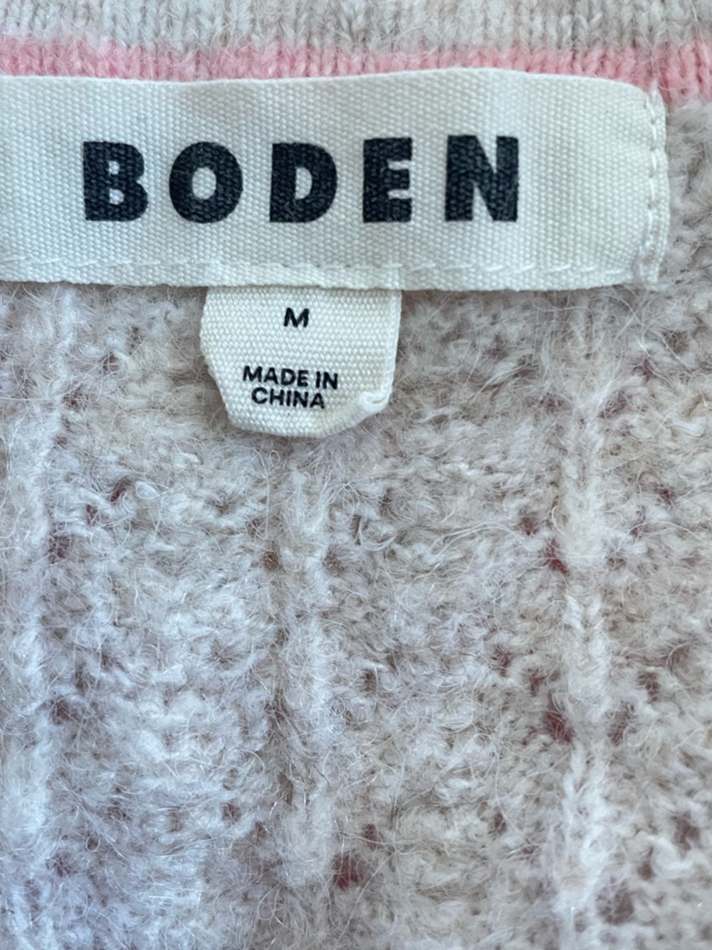 BODEN Pointelle Wool Blend Cardigan In Oatmeal Melange Size Medium - Picture 5 of 7